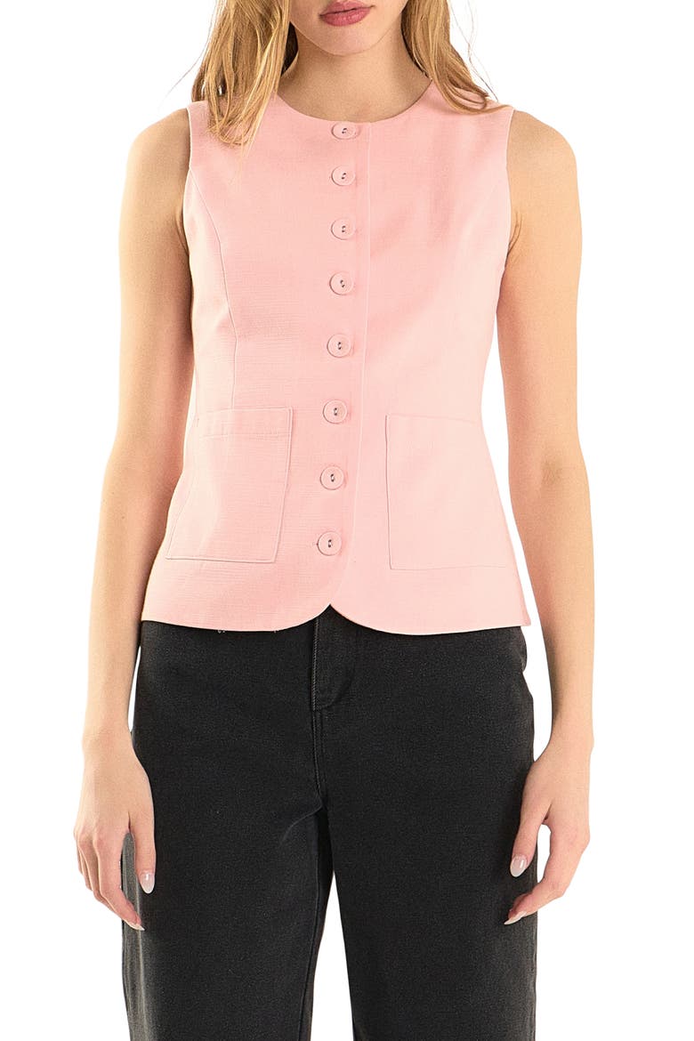Sleeveless Linen Blend Top, Main, color, PINK
