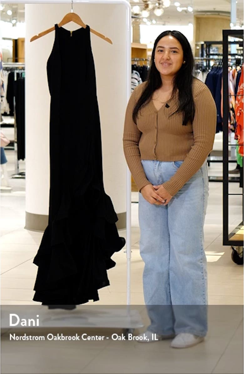 Ruffle Halter Crepe Gown