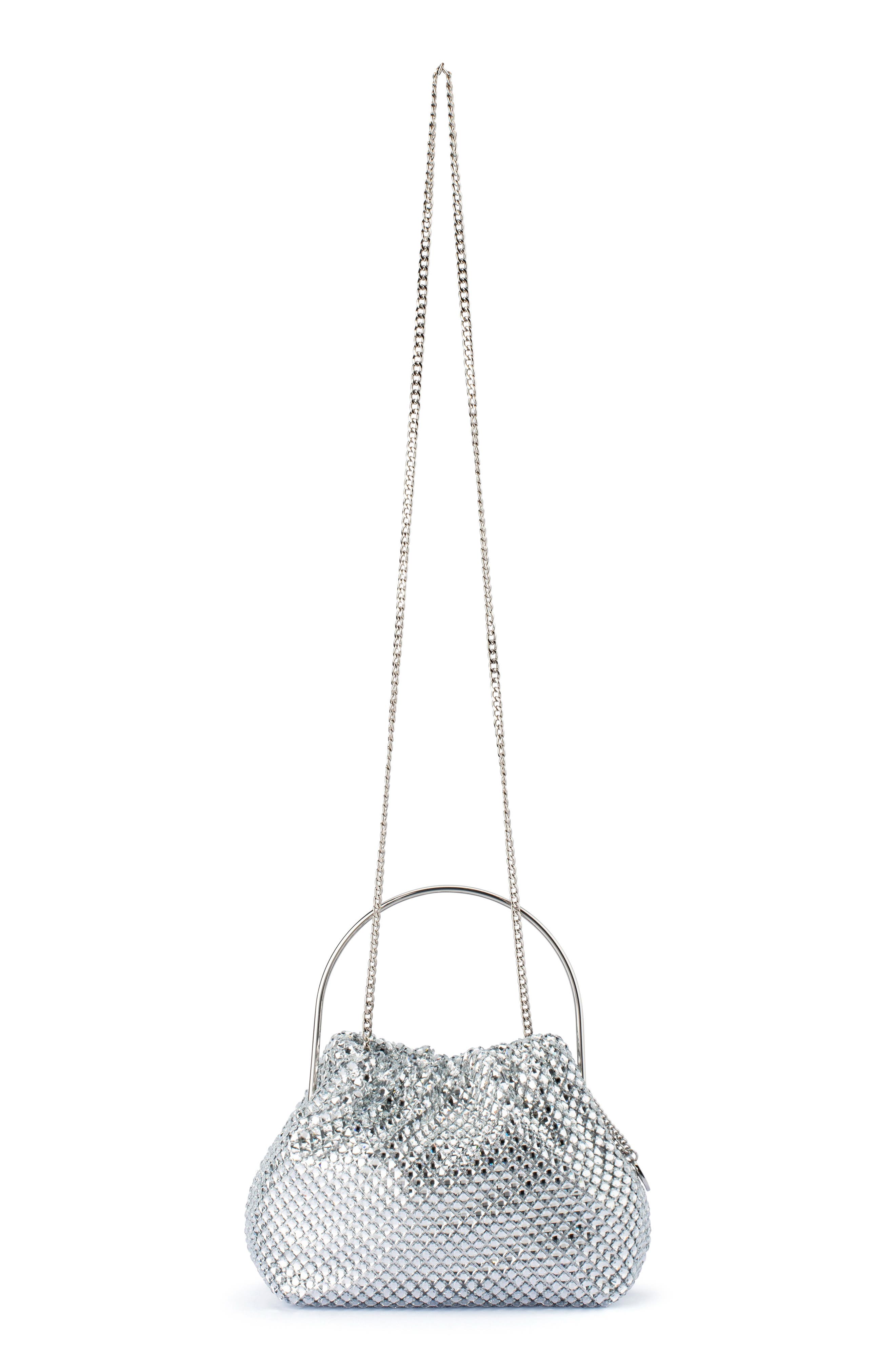 Olga Berg Whitney Crystal Top Handle Clutch, Alternate, color, Silver
