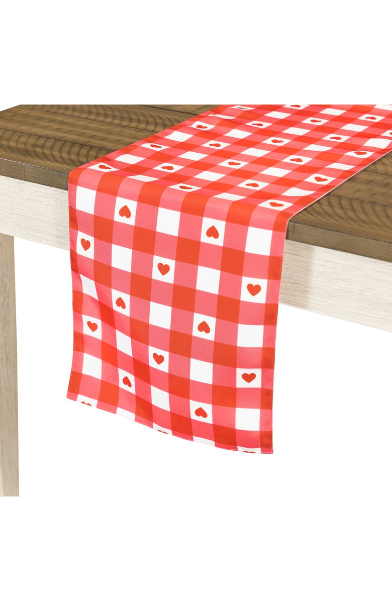 Northlight Checkered Hearts Valentine's Day Table Runner - 72" - Red and White, Alternate, color, 