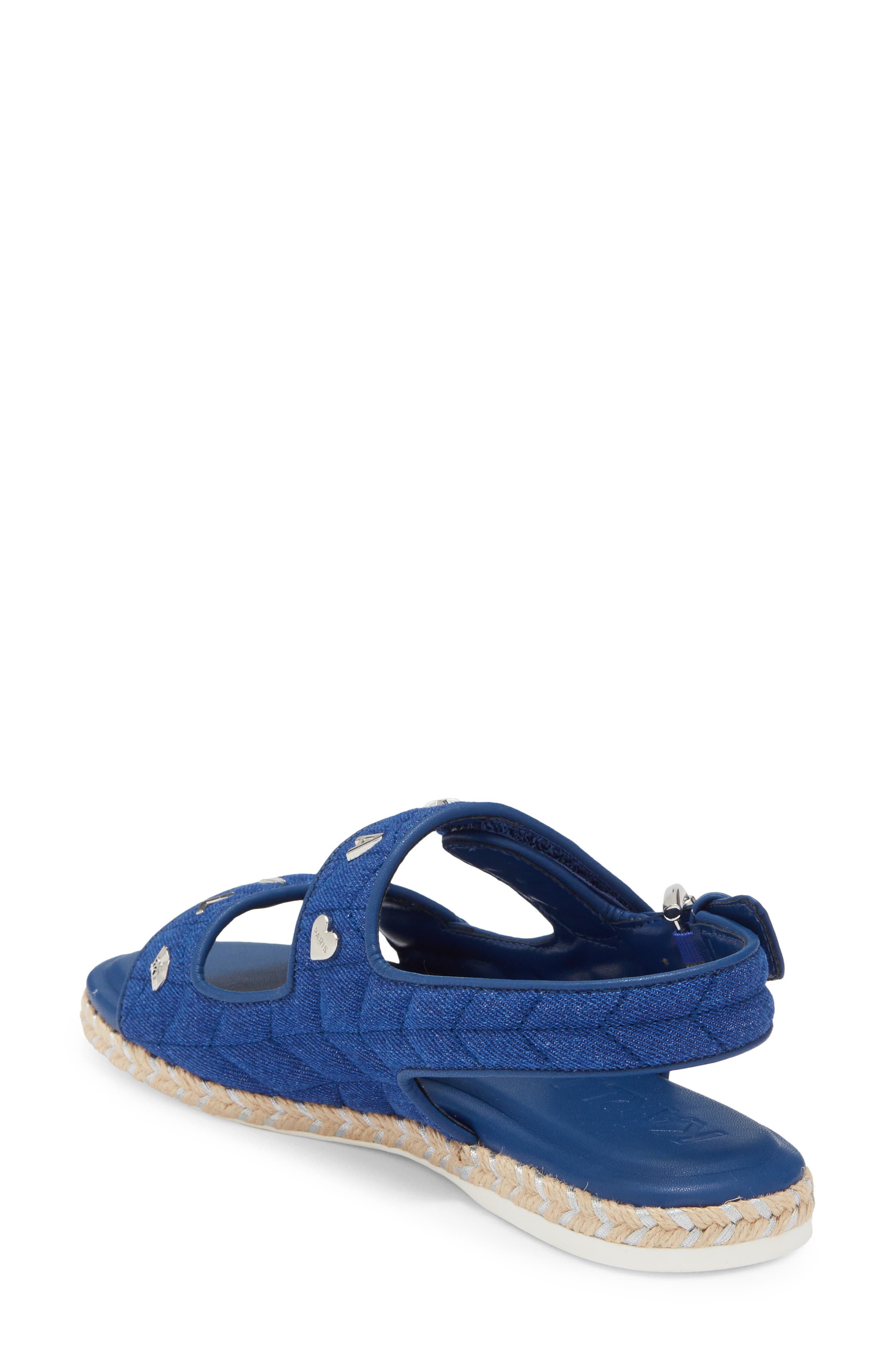 KARL LAGERFELD PARIS Charlay Studded Ankle Strap Sandal, Alternate, color, Blue