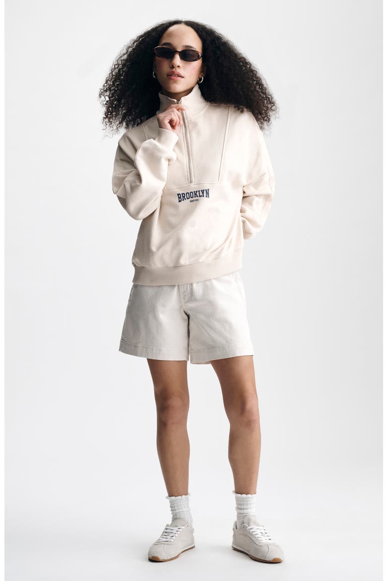 Brooklyn Oversize Half-Zip Cotton Sweatshirt, Alternate, color, SANDSHELL