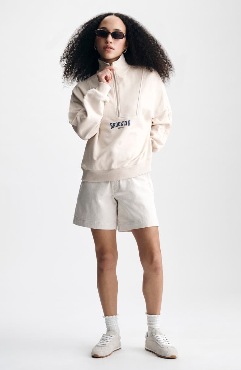 Brooklyn Industries Brooklyn Oversize Half-Zip Cotton Sweatshirt, Alternate, color, Sandshell