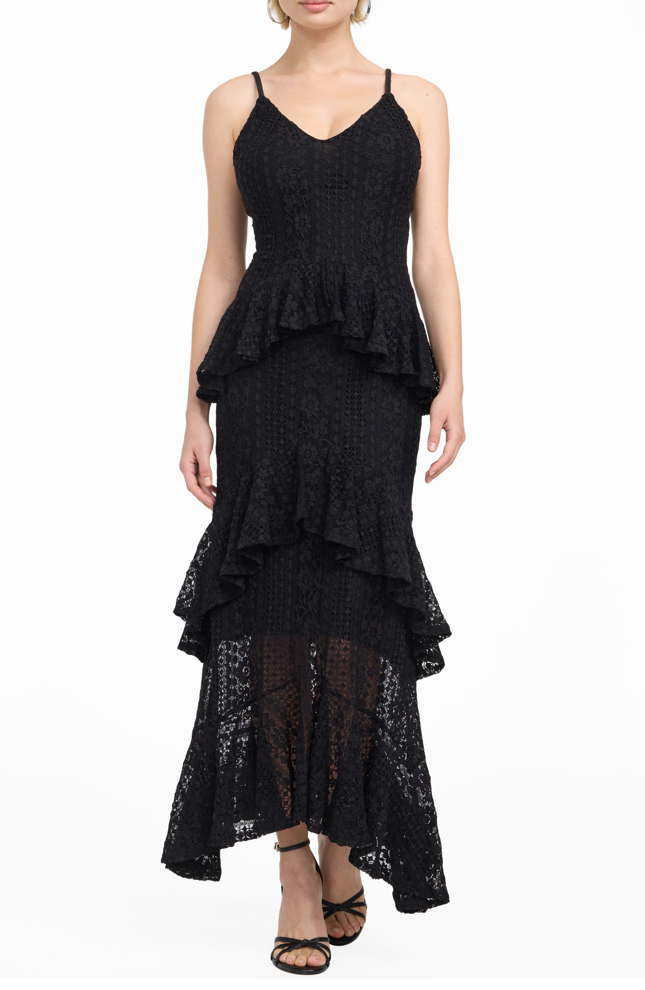 Kalie Lace Ruffle Maxi Dress