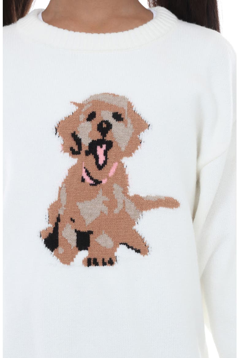 Kids' Golden Doodle Intarsia Sweater, Alternate, color, IVORY
