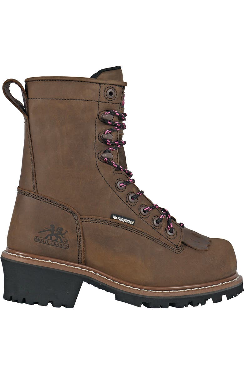 Moxie Trades Moxie Mareen Kiltie 8 Inch Composite Toe Work Boot, Alternate, color, Brown