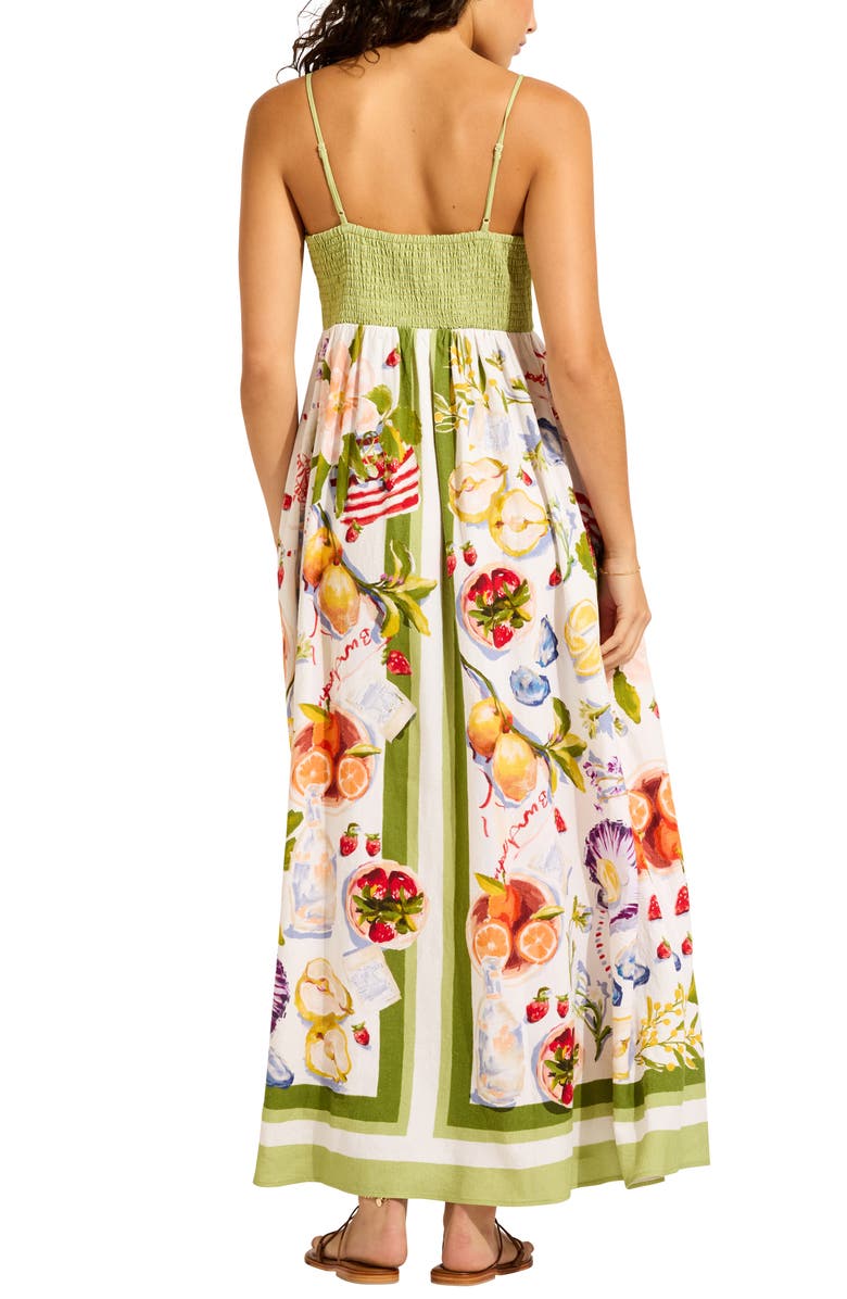 Seafolly Riviera Coast Linen Blend Cover-Up Maxi Dress, Alternate, color, Sage