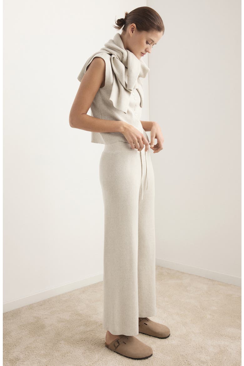 Pull-On Straight Leg Cotton Blend Knit Pants, Alternate, color, BEIGE