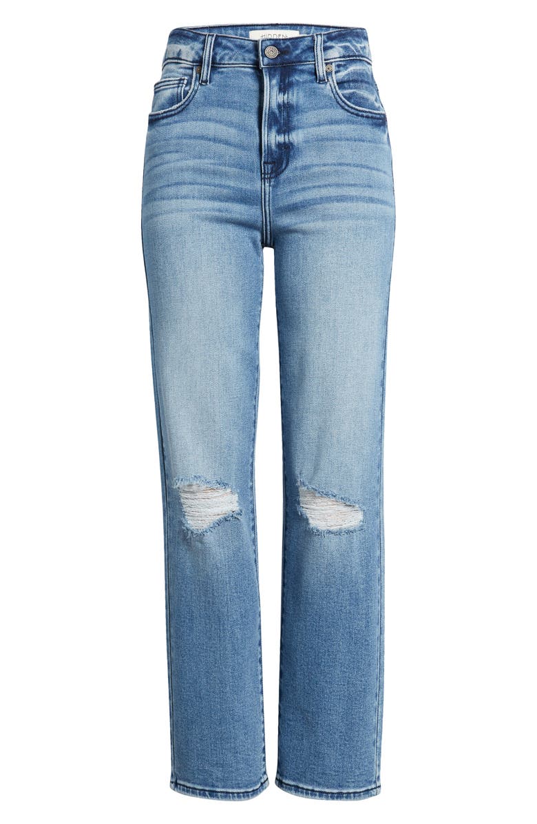 HIDDEN JEANS Distressed Straight Leg Jeans, Alternate, color, Medium Dark Wash