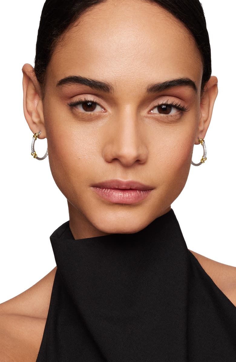 David Yurman Petite Helena Wrap Hoop Earrings with 18K Gold & Diamonds, Alternate, color, Diamond/ Yellow Gold