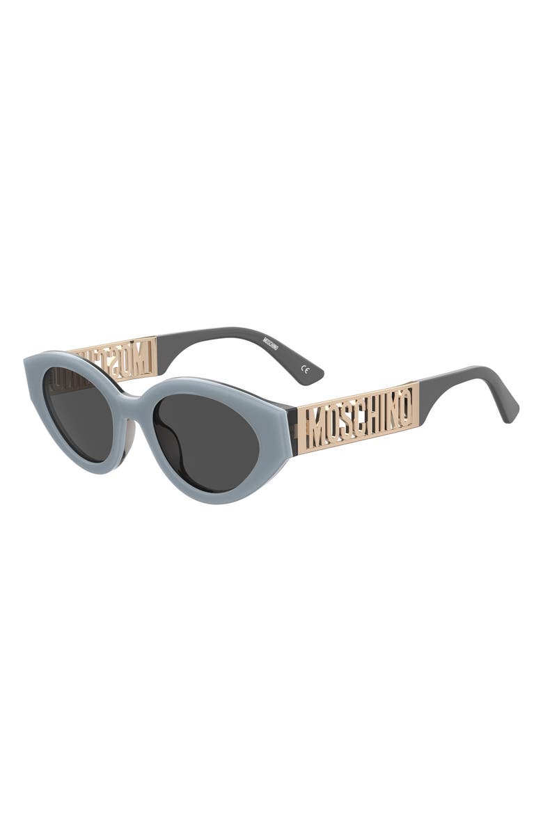 Moschino 51mm Oval Sunglasses, Alternate, color, Azure