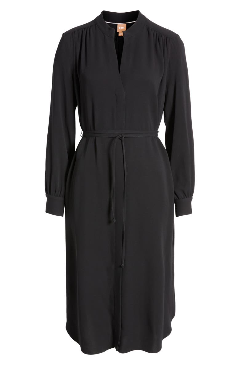 BOSS Dibanora Belted Long Sleeve Shirtdress, Alternate, color, Blk