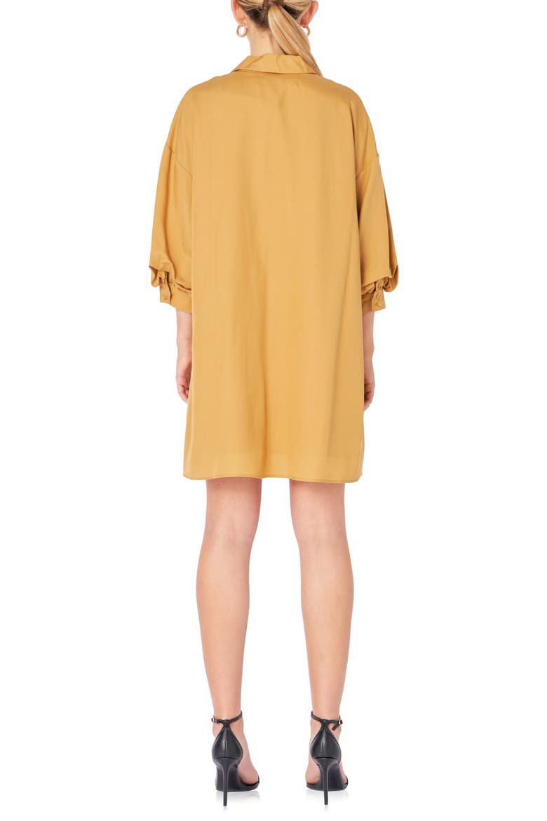 Tie Waist Mini Shirtdress, Alternate, color, CAMEL