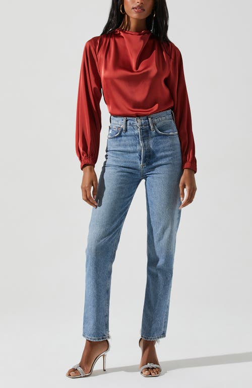 Astr The Label Veronica Open Back Matte Satin Top In Red