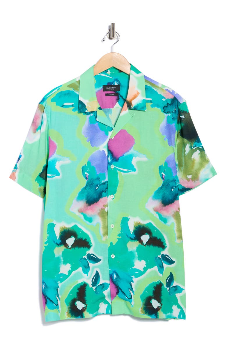 Bugatchi Jackson Short Sleeve Button-Up Shirt, Alternate, color, Paradise