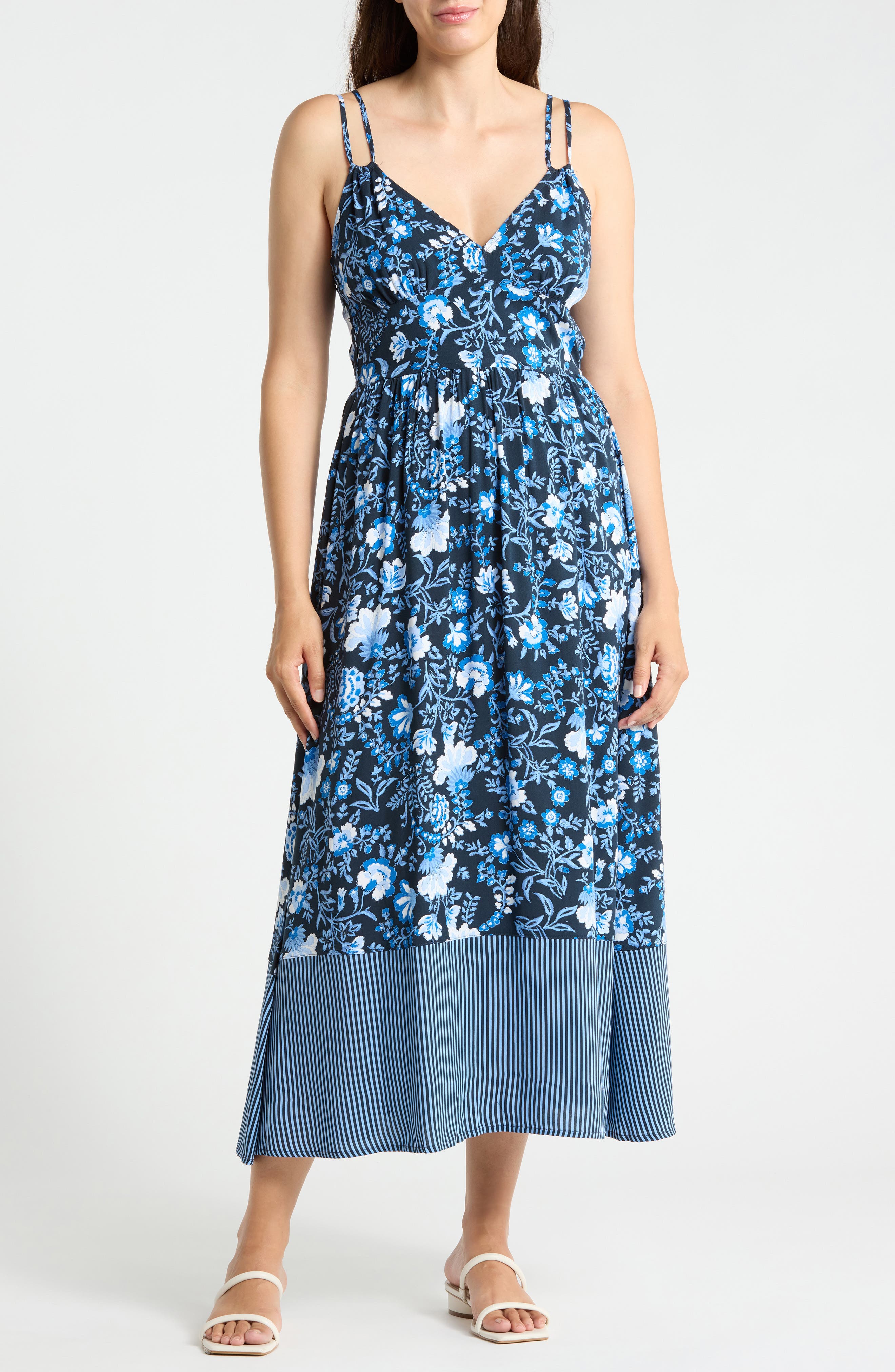 Floral Strappy Challis Midi Dress