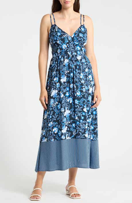 Floral Strappy Challis Midi Dress