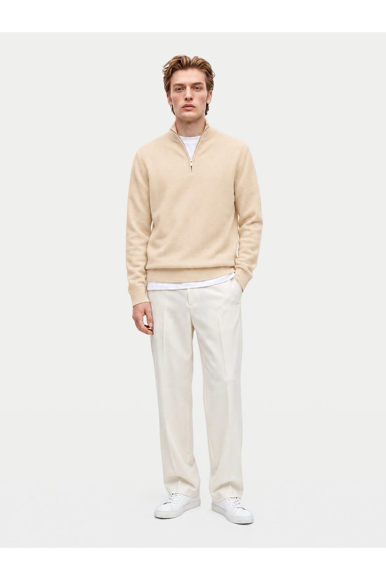 Cashmere Lightweight Mock Neck Sweater, Alternate, color, beige