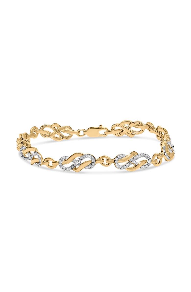 Haus of Brilliance 14K Yellow Gold Plated Silver 1.0 Cttw Diamond Infinity Loop and Swirl Link Bracelet, Main, color, Yellow
