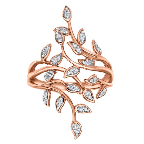 Aurora Leaf 0.15 Ct 14K Gold Diamond Ring