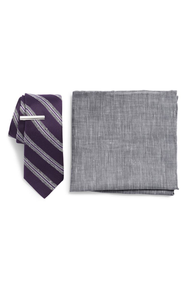 The Tie Bar Edison Stripe 3-Piece Skinny Tie Style Box, Main, color, 