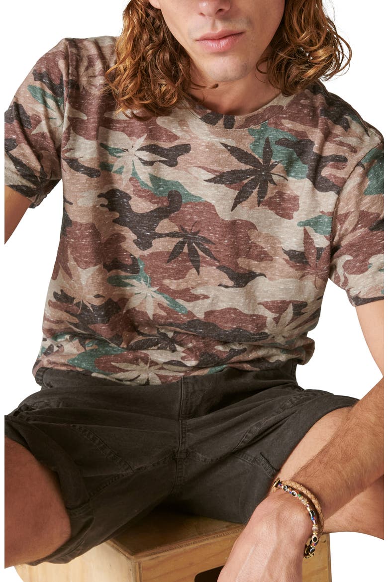 Leaf Camo Print Cotton Blend T-Shirt, Alternate, color, GREY CAMO MULTI