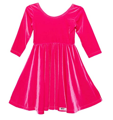 Girls Stretch Velvet Twirly Dress