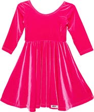 WORTHY THREADS Girls Stretch Velvet Twirly Dress