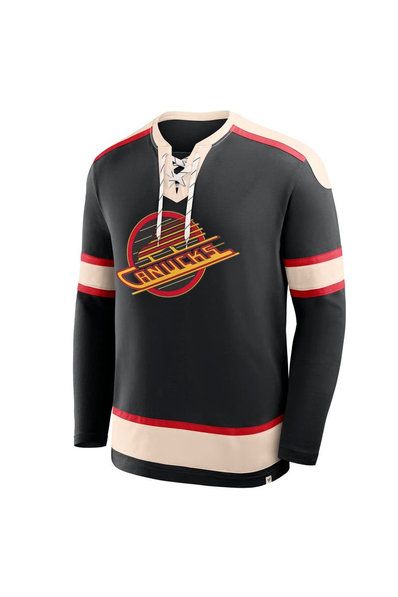 Men's Fanatics Black Vancouver Canucks Vintage Top Shelf Long Sleeve Shirt, Alternate, color, Black