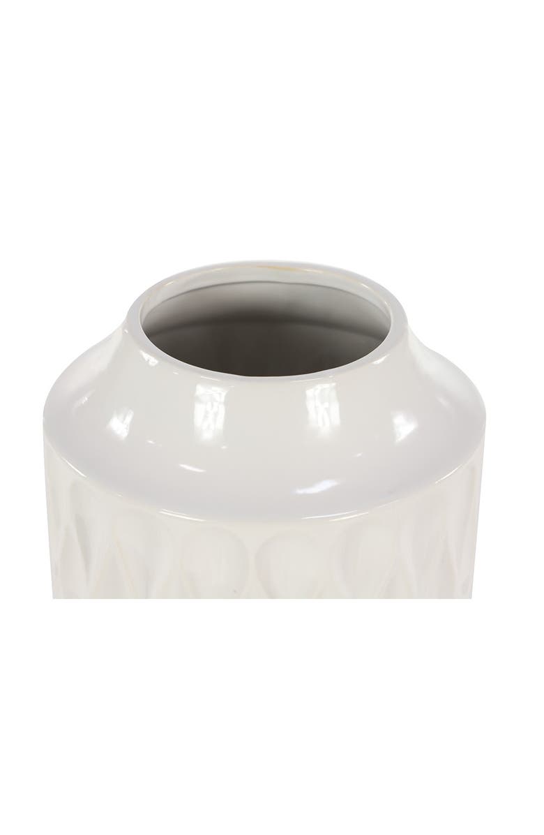 SONOMA SAGE HOME White Porcelain Geometric Vase with Brown Base, Alternate, color, White