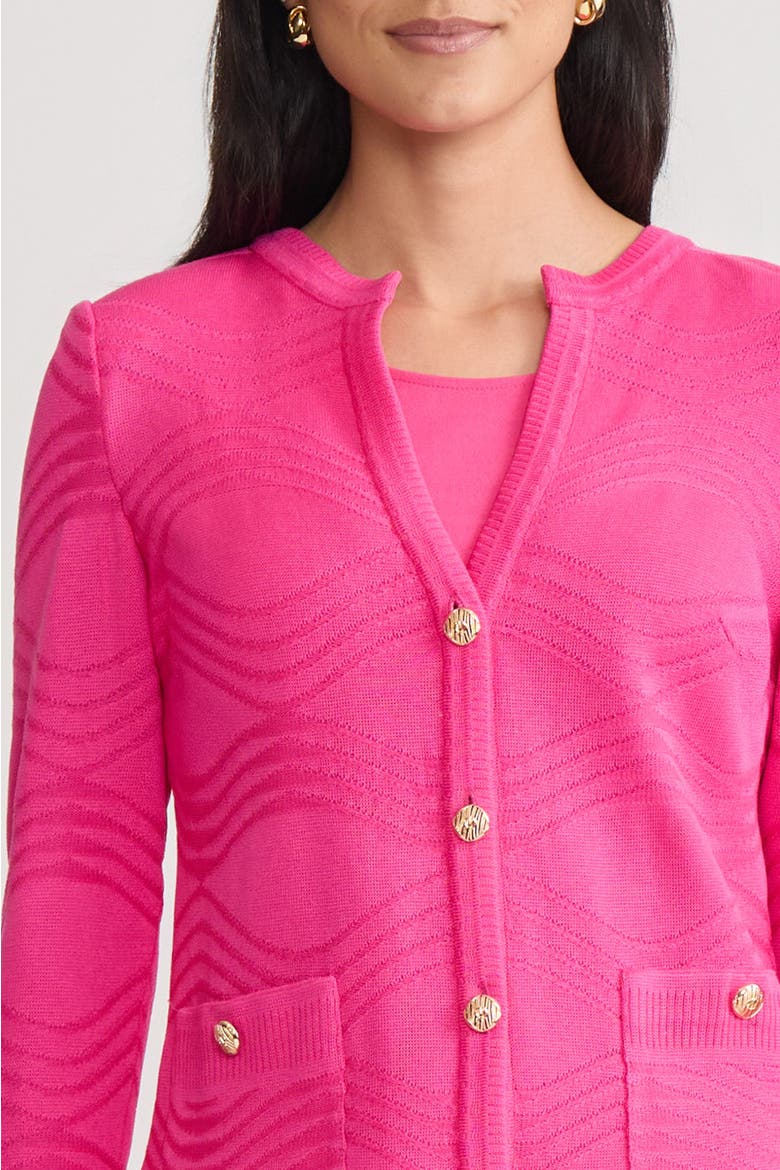 Heritage Tonal Textured Wave Knit Jacket, Alternate, color, Carmine Rose