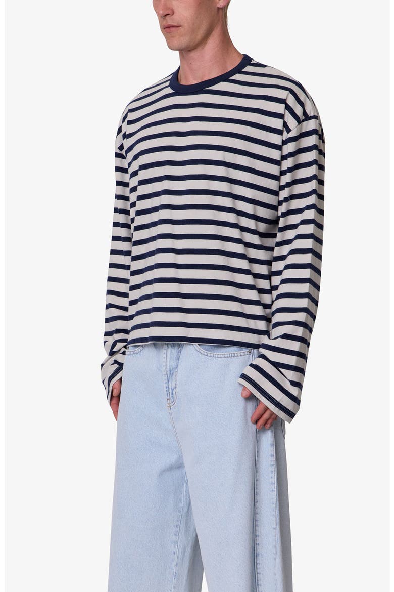 Oversize Stripe Cotton T-Shirt, Alternate, color, WHITE/ NAVY