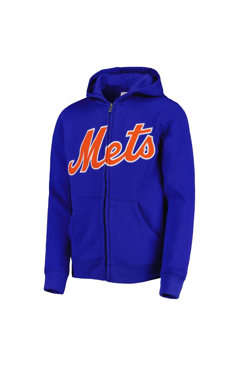 Outerstuff Youth Royal New York Mets Wordmark Full-Zip Fleece Hoodie, Alternate, color, 