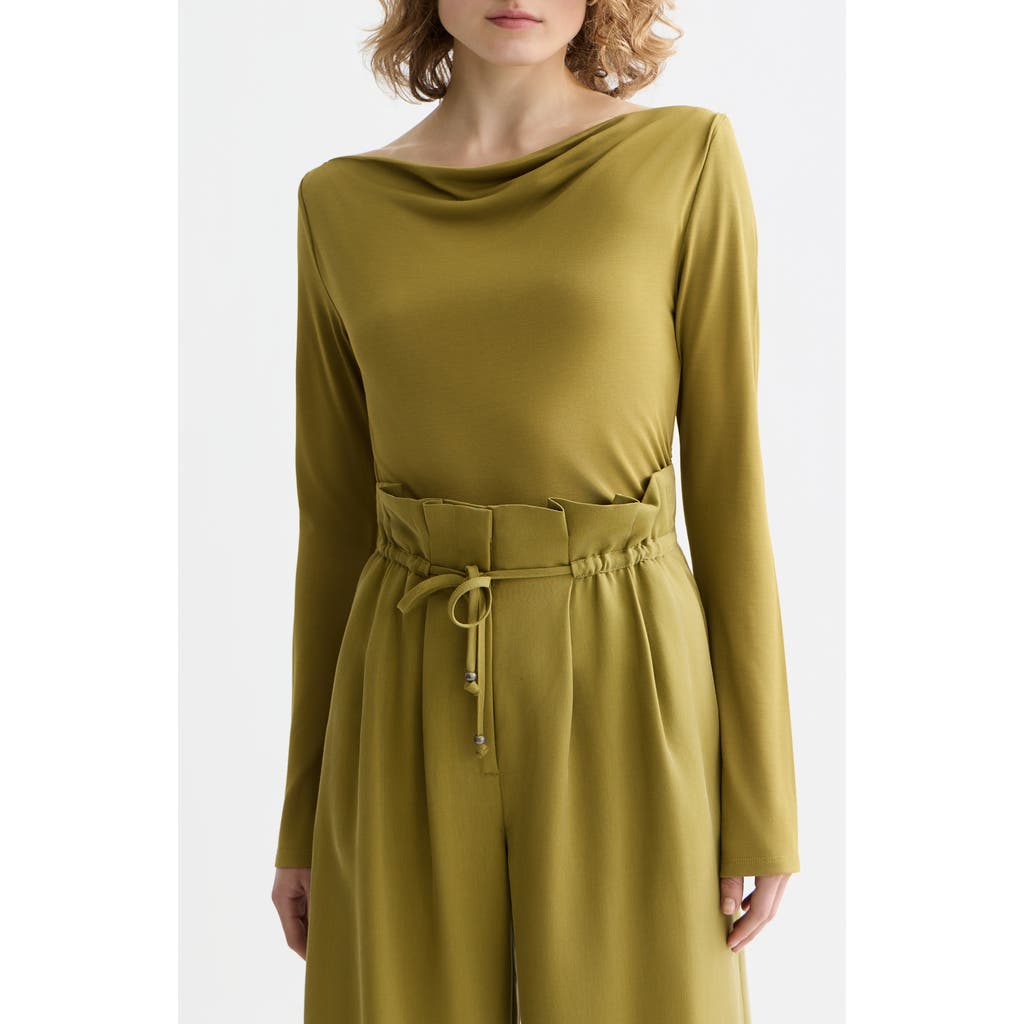 Scotch & Soda Drapey Long Sleeve Jersey Top In Green