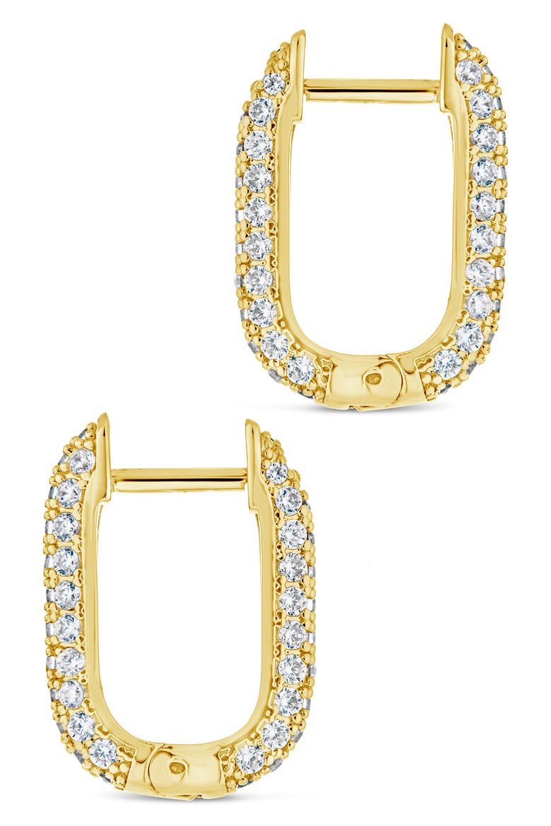 Mara Cubic Zirconia Hoop Earrings, Alternate, color, GOLD
