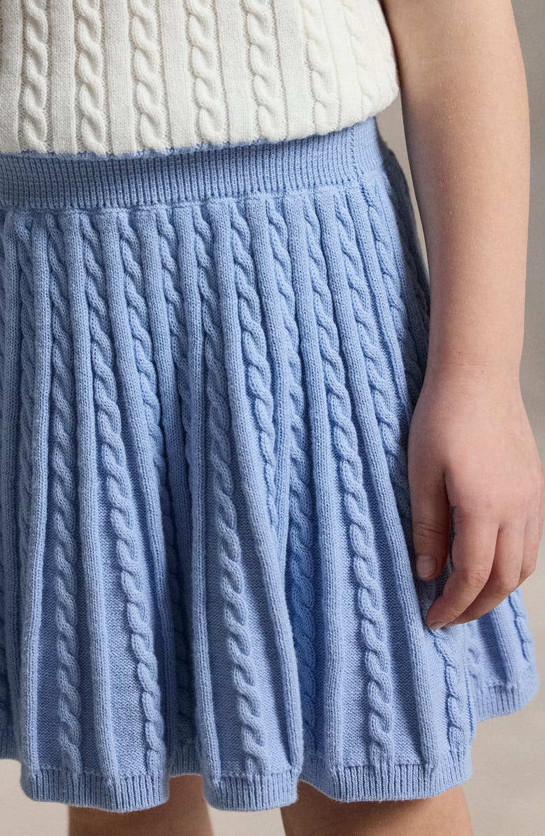Polo Ralph Lauren Kids' Cotton Cable Knit Sweater & Skirt Set, Alternate, color, Chambray Blue / White