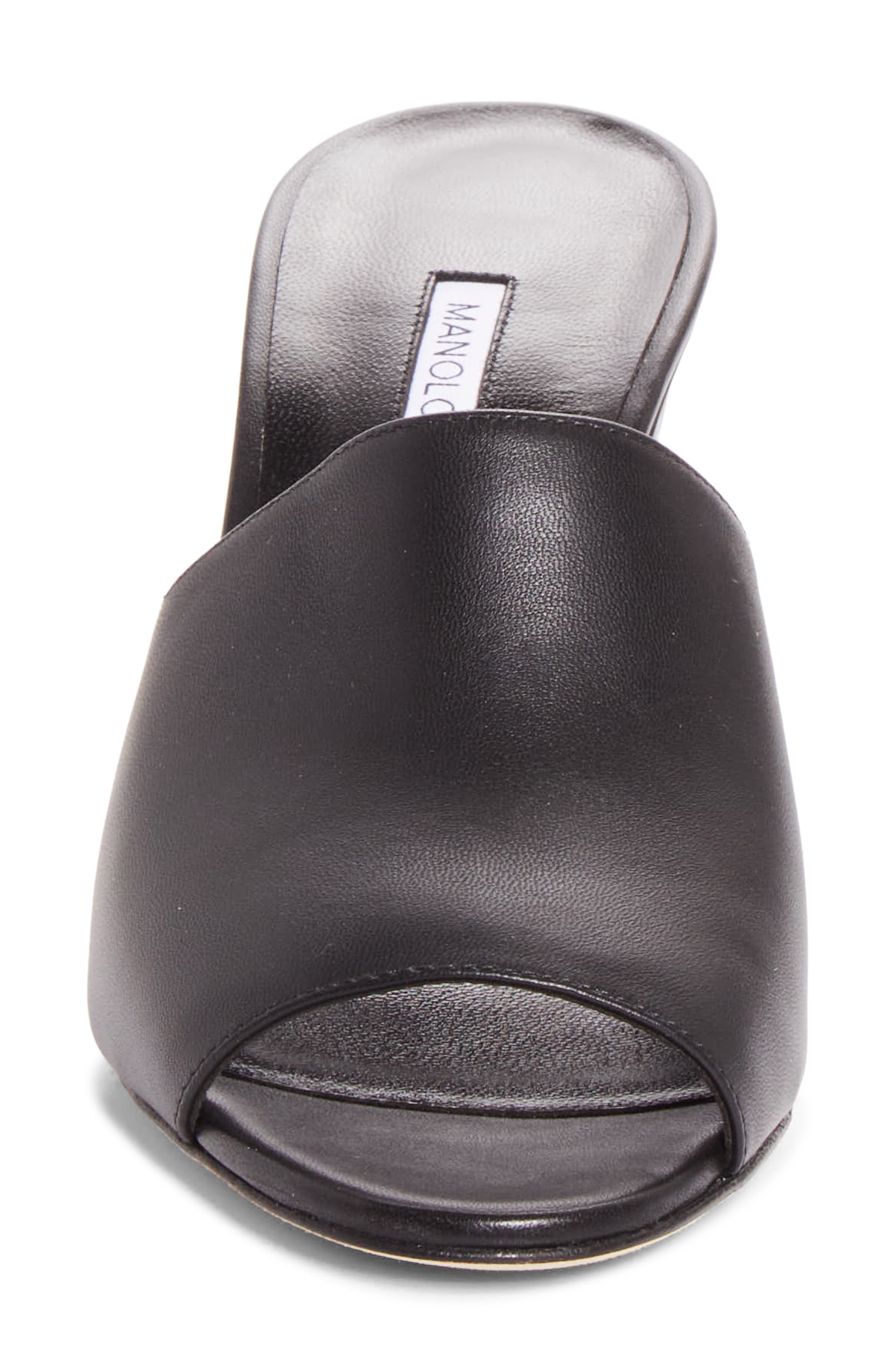 Manolo Blahnik Rapallarbar Block Heel Slide Sandal, Alternate, color, Black