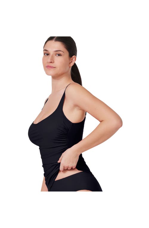 Profile By Gottex Tutti Frutti D-cup Scoop Neck Tankini Top In Black