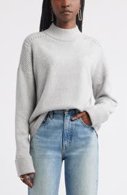 Treasure & Bond Rib Detail Mock Neck Sweater