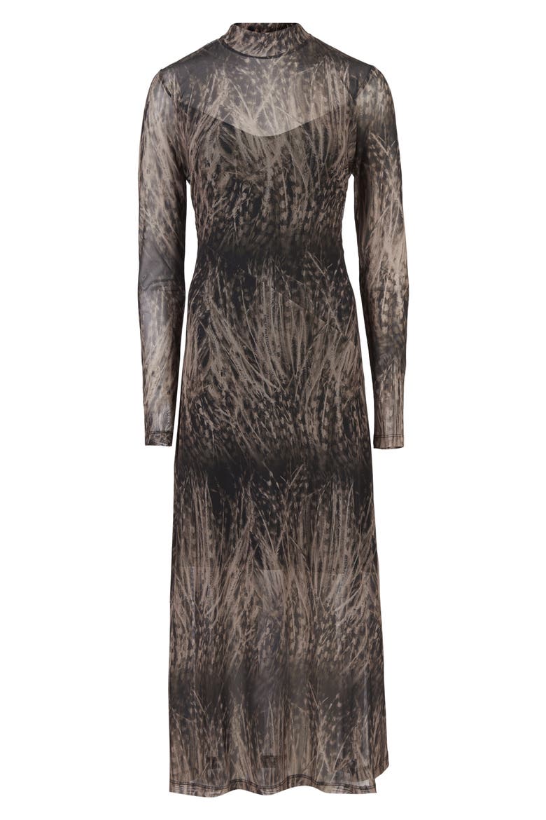 Hanna Pembury Print Long Sleeve Midi Dress, Alternate, color, MINK PINK