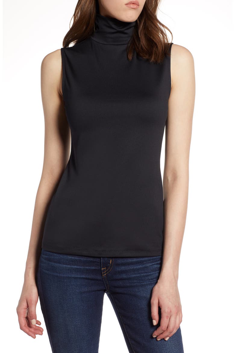 High Neck Top, Main, color, BLACK