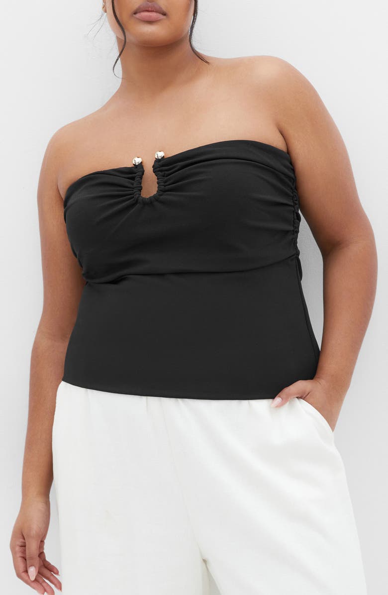 City Chic Lila Strapless Top, Main, color, Black