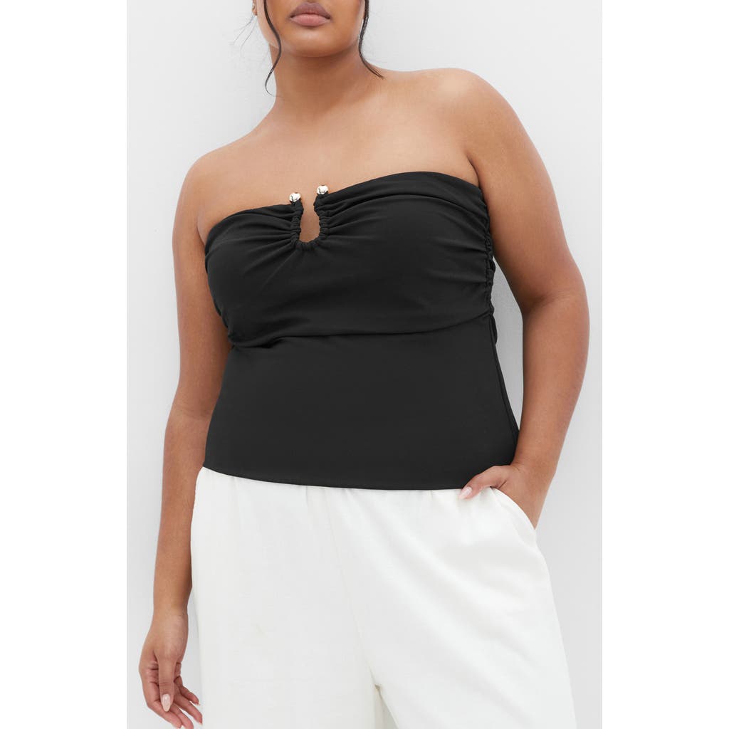 City Chic Lila Strapless Top In Black