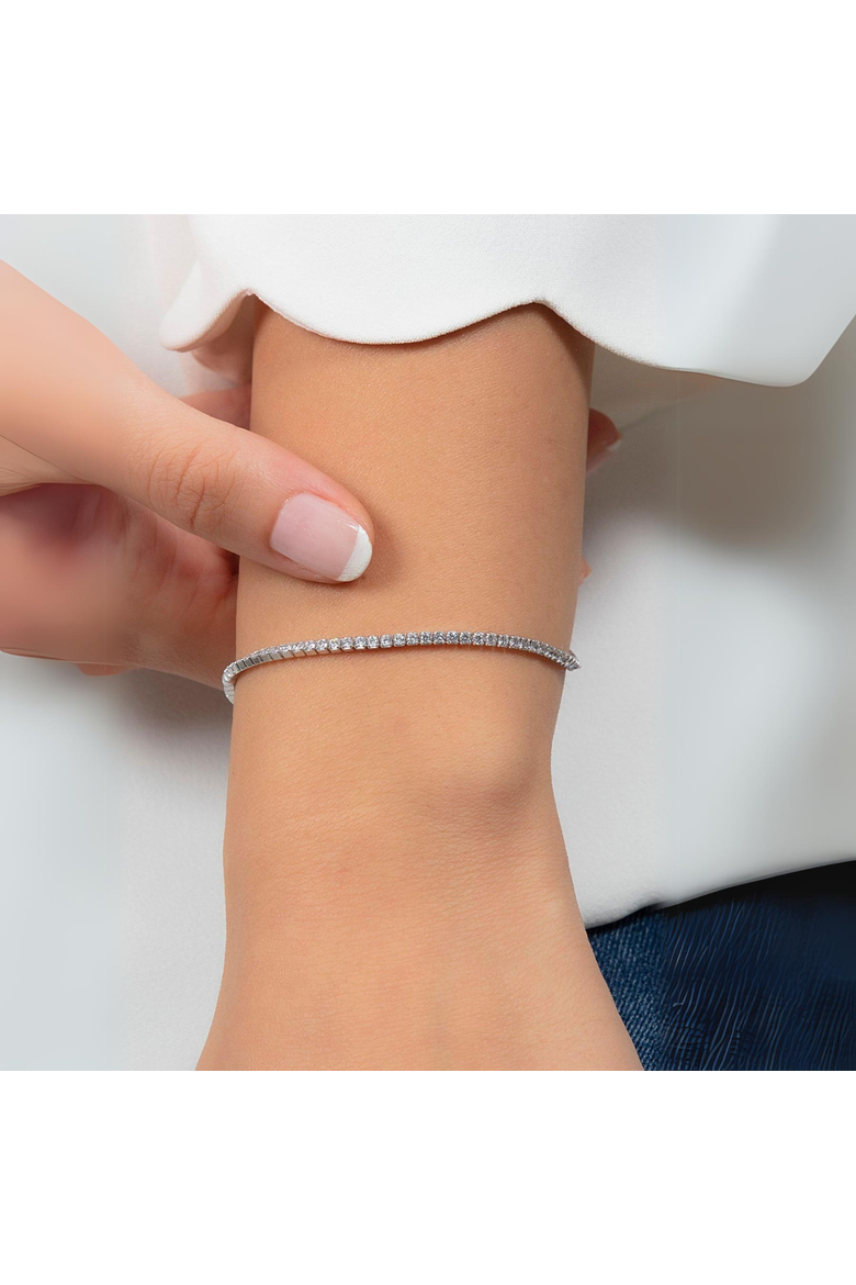 Sterling Silver 2mm Fine Tennis Bracelet, Alternate, color, Silver