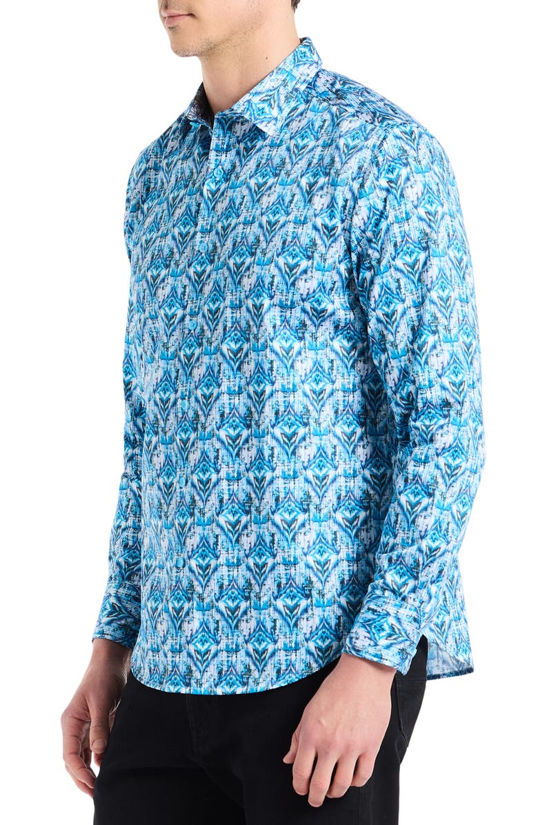 Robert Graham Enzo Geometric Print Button Up Shirt, Alternate, color, Blue Multi