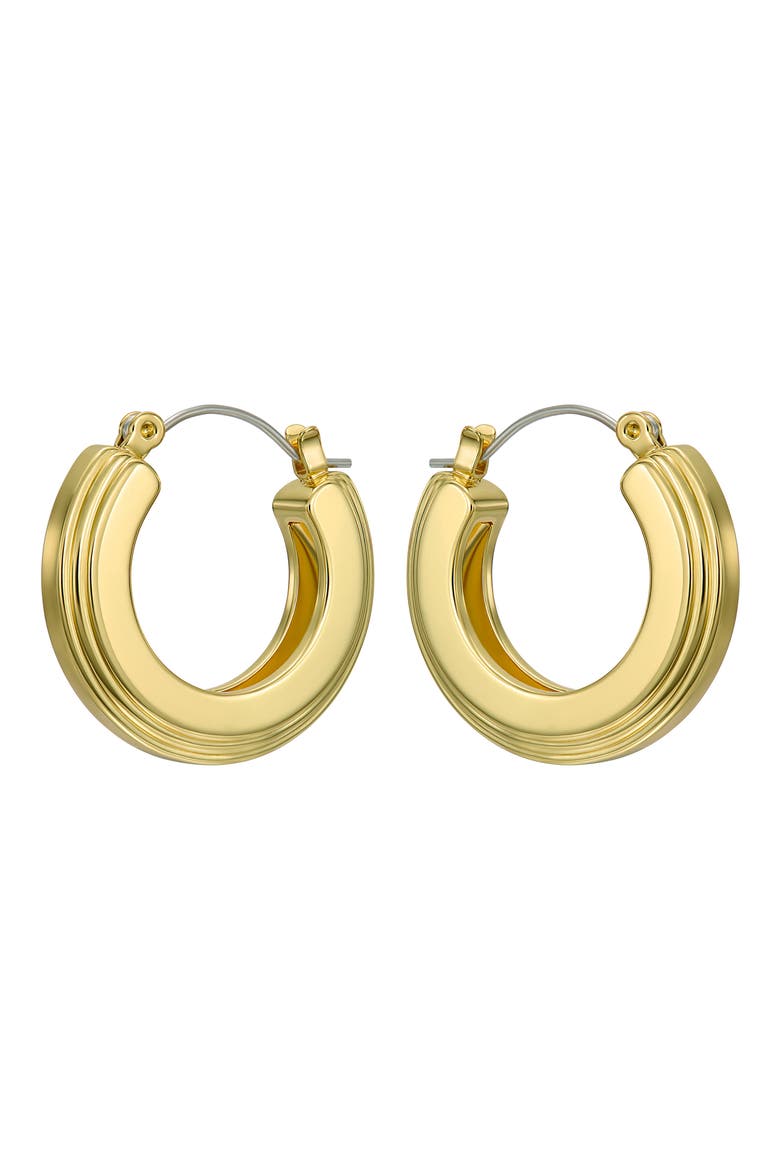 Deena Deco Groove Hoop Earrings, Alternate, color, GOLD TONE