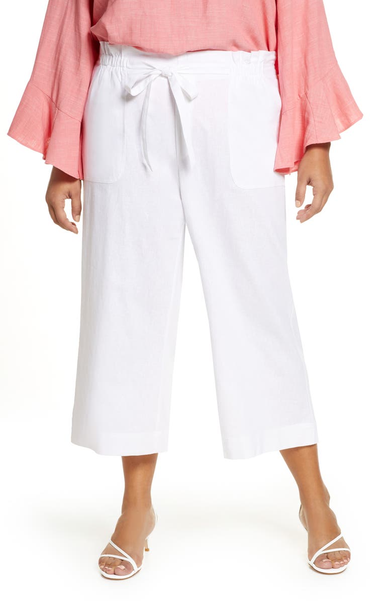 Single Thread Paperbag Waist Linen & Rayon Blend Pants, Main, color,