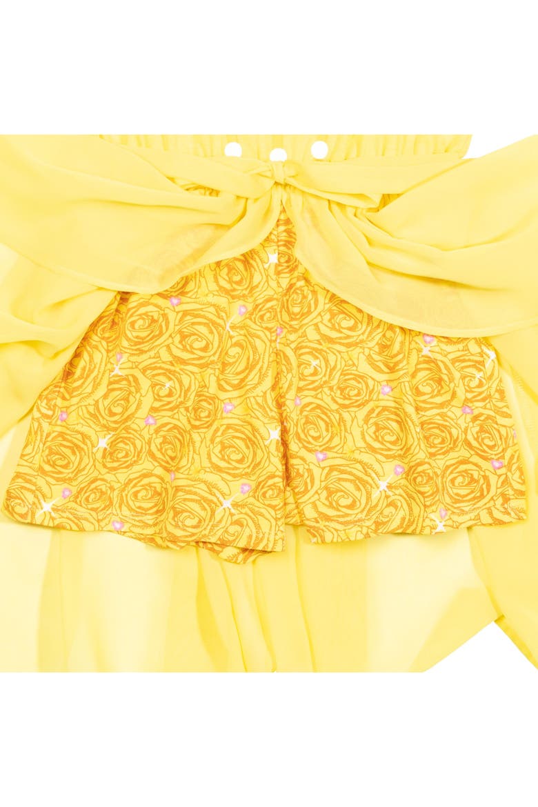 Princess Skirt Overlay Romper, Alternate, color, Belle Yellow Pink