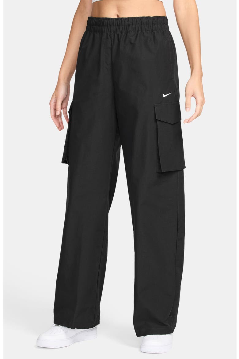 Sportswear Everything Wovens Mid-Rise Cargo Pants, Main, color, 010 BLACK/WHITE