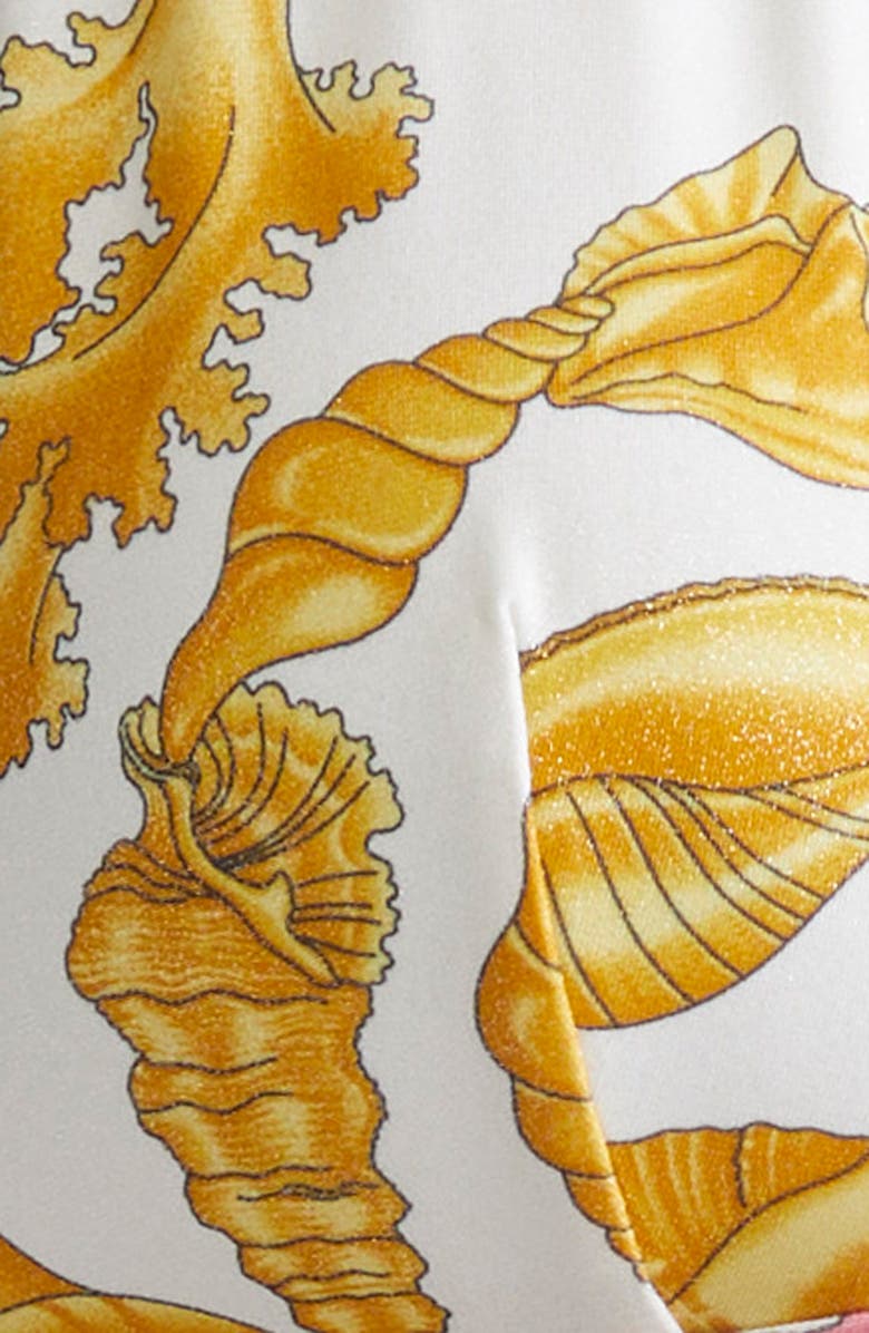 Versace Underwater Barocco Safety Pin Bikini Bottoms, Alternate, color, Eggshell Multicolor